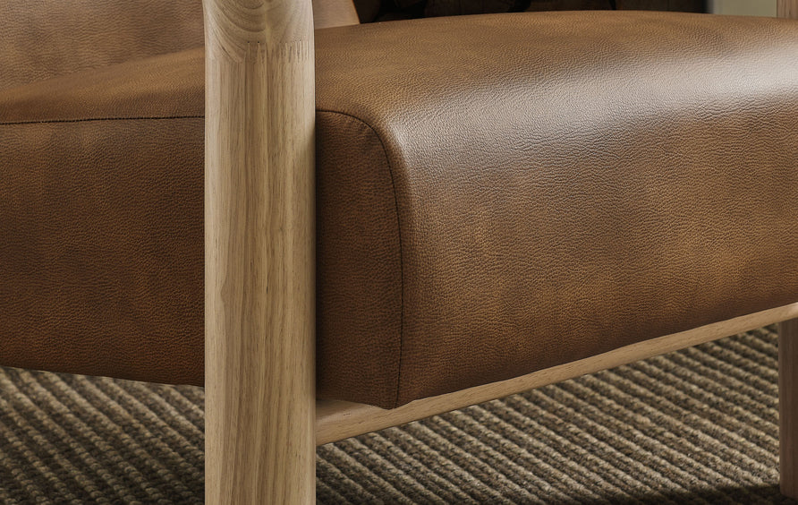 Ravenna Vegan Leather Accent Chair in Canyon Oak