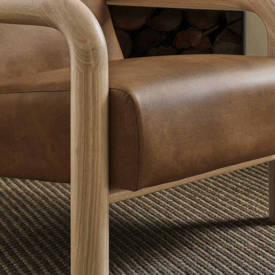 Ravenna Vegan Leather Accent Chair in Canyon Oak
