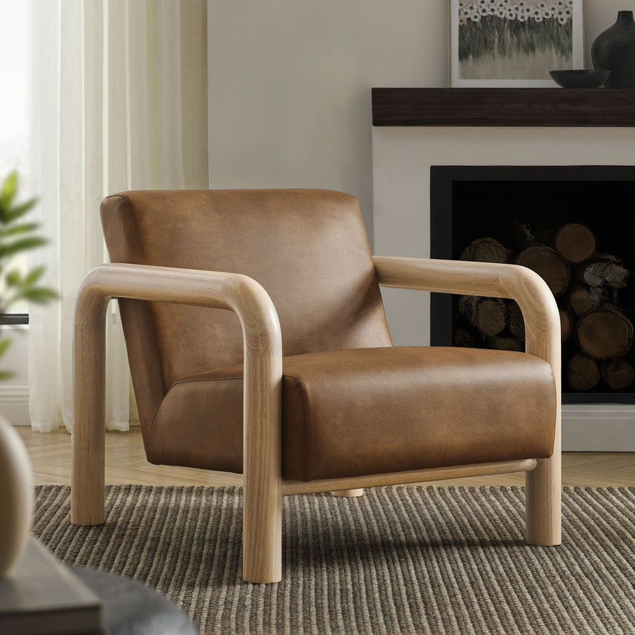 Ravenna Vegan Leather Accent Chair in Canyon Oak