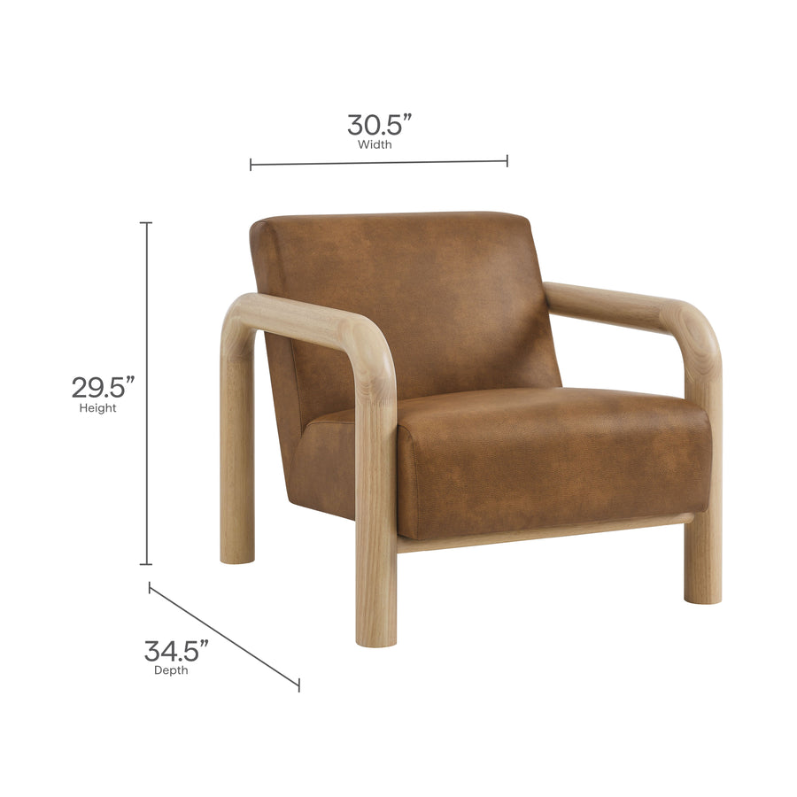 Ravenna Vegan Leather Accent Chair in Canyon Oak