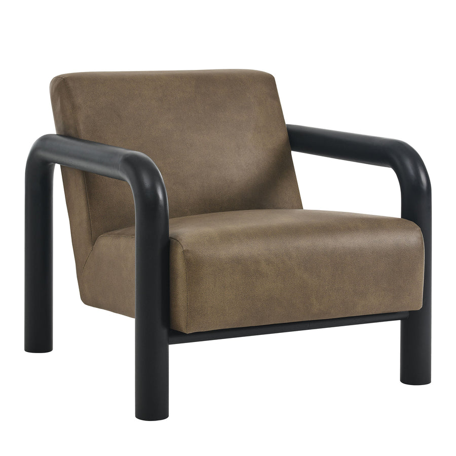 Ravenna Vegan Leather Accent Chair in Mushroom Black