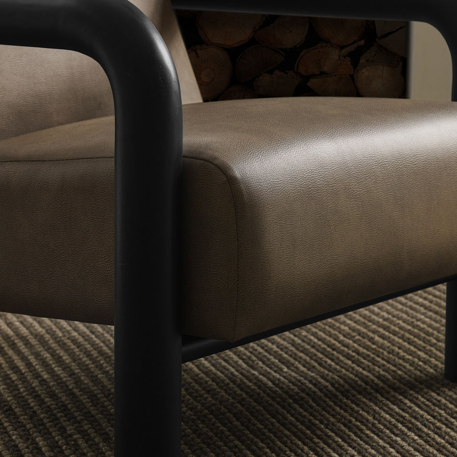 Ravenna Vegan Leather Accent Chair in Mushroom Black