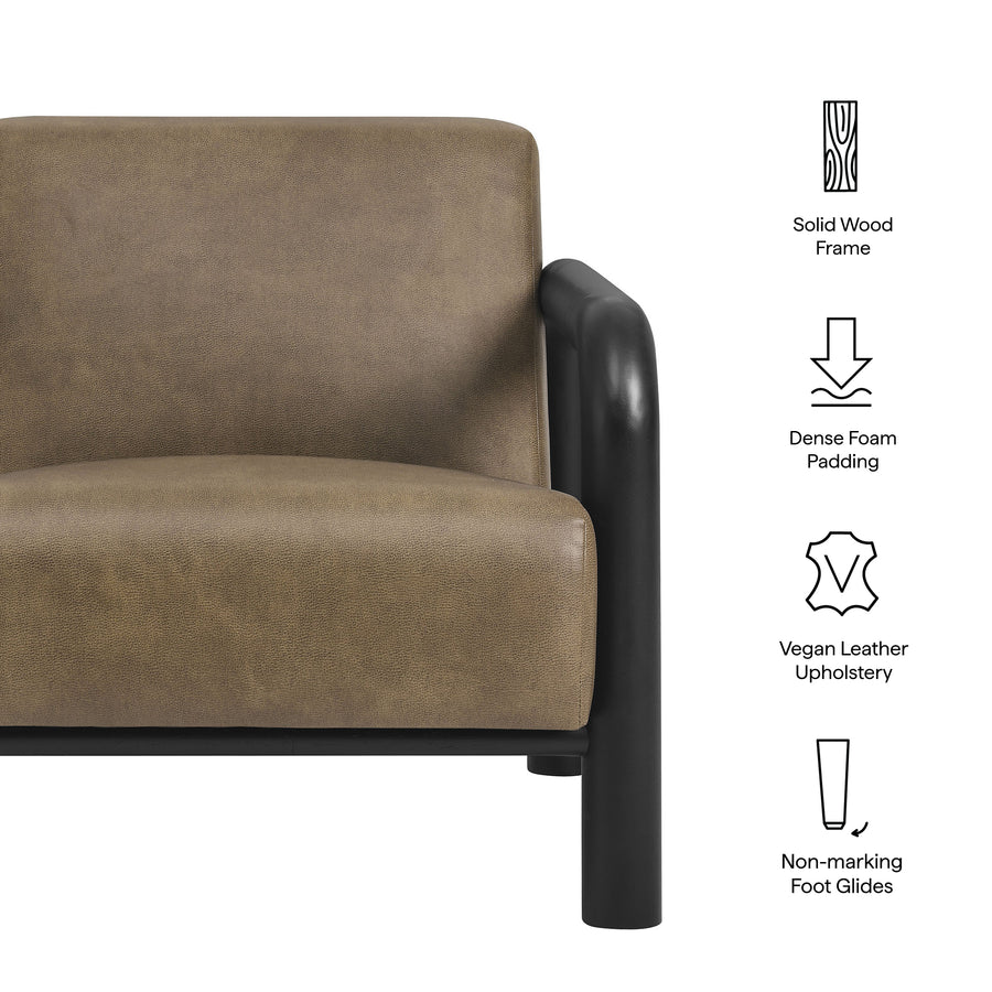 Ravenna Vegan Leather Accent Chair in Mushroom Black