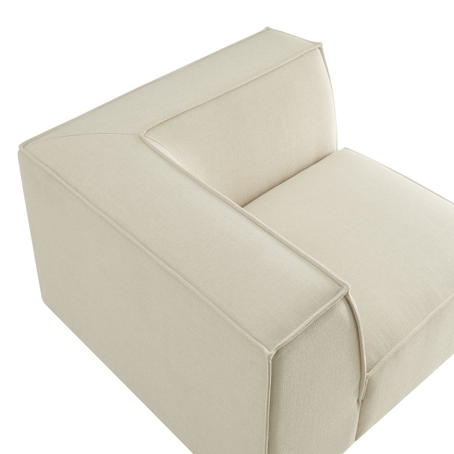 Atlas Performance Fabric Upholstered Modular Corner Chair in Ecru