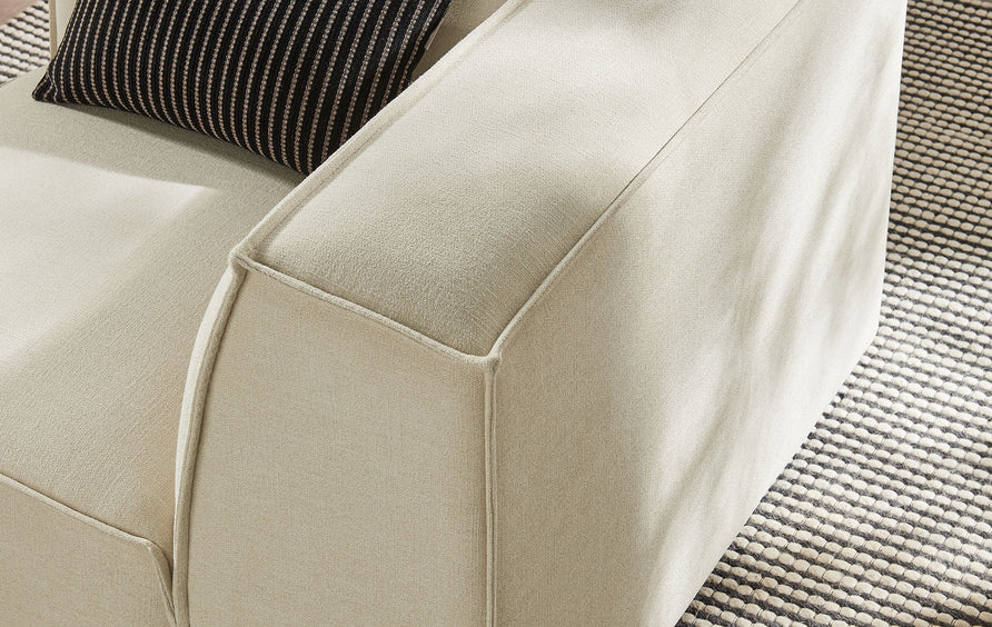Atlas Performance Fabric Upholstered Modular Corner Chair in Ecru