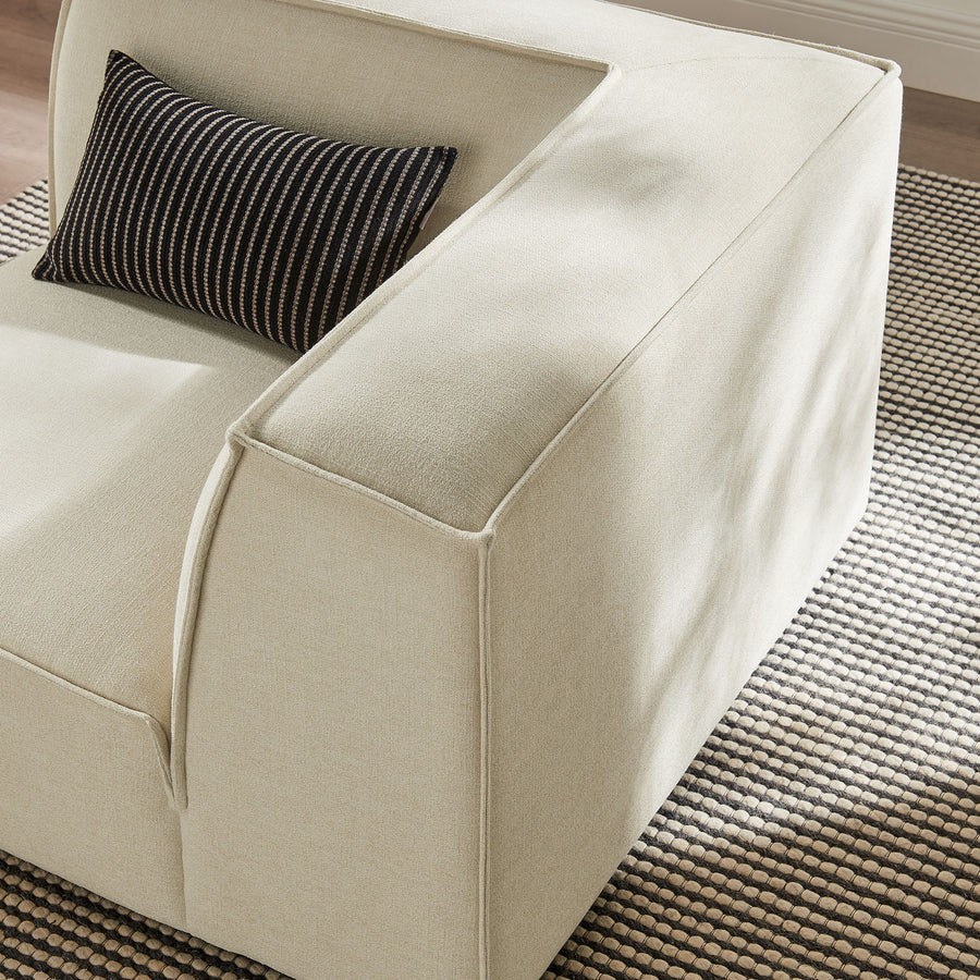 Atlas Performance Fabric Upholstered Modular Corner Chair in Ecru