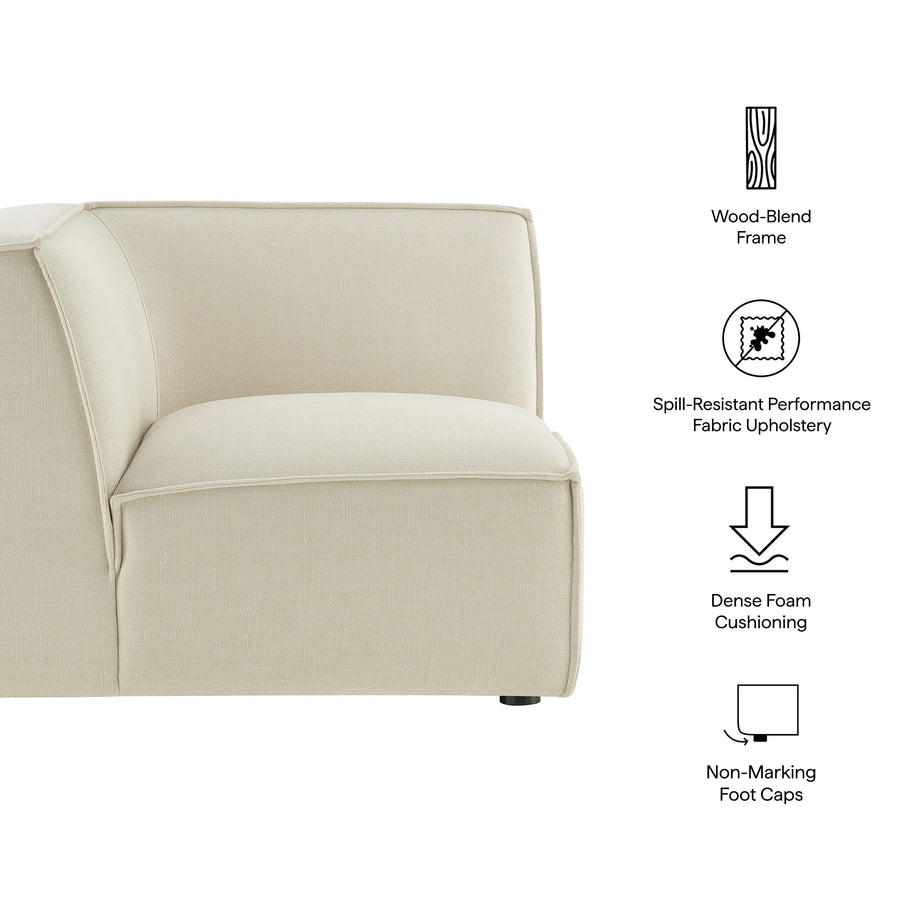 Atlas Performance Fabric Upholstered Modular Corner Chair in Ecru