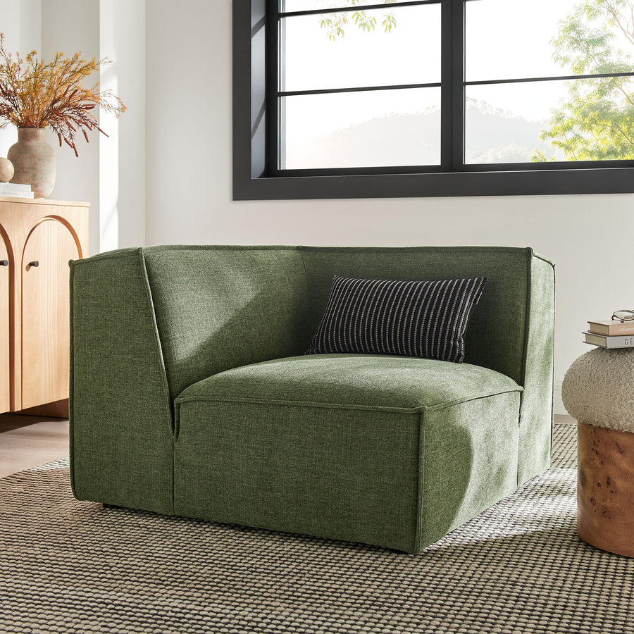 Atlas Performance Fabric Upholstered Modular Corner Chair in Foliage