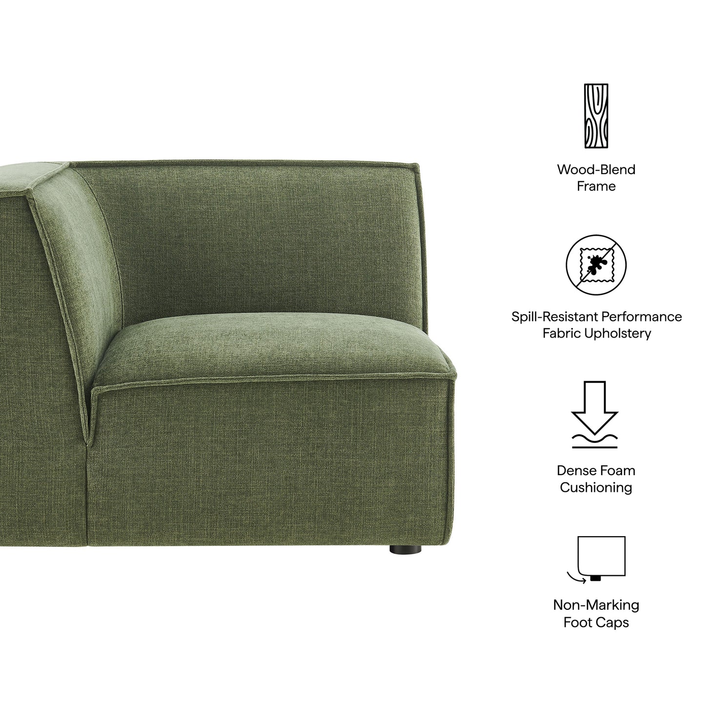 Atlas Performance Fabric Upholstered Modular Corner Chair in Foliage