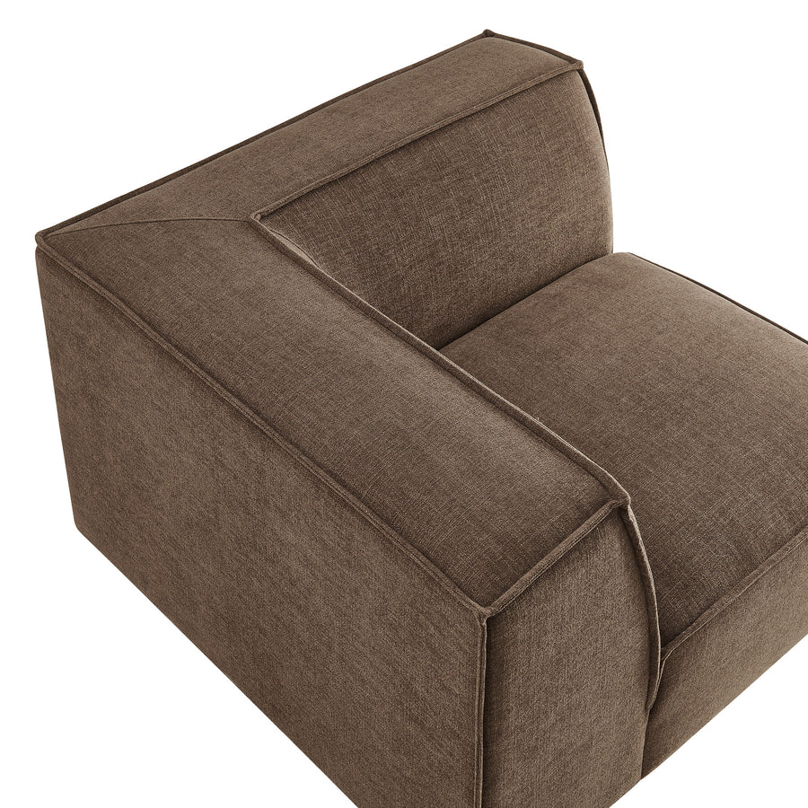 Atlas Performance Fabric Upholstered Modular Corner Chair in Mocha