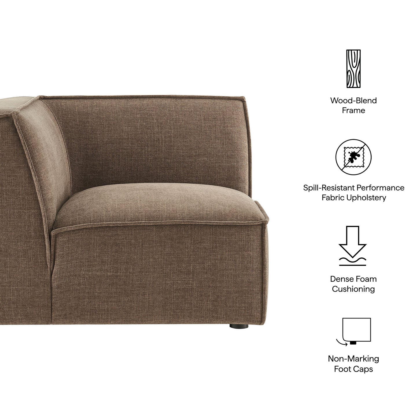 Atlas Performance Fabric Upholstered Modular Corner Chair in Mocha