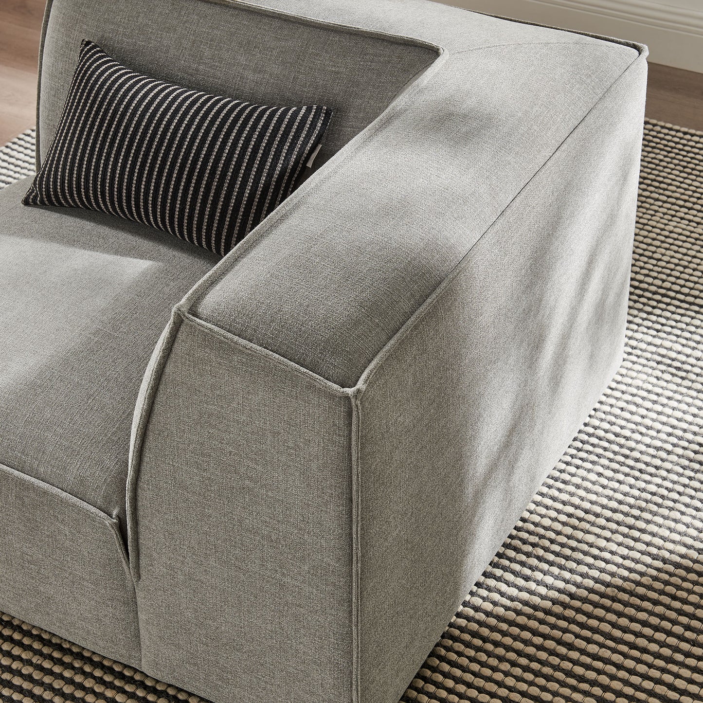 Atlas Performance Fabric Upholstered Modular Corner Chair in Pewter