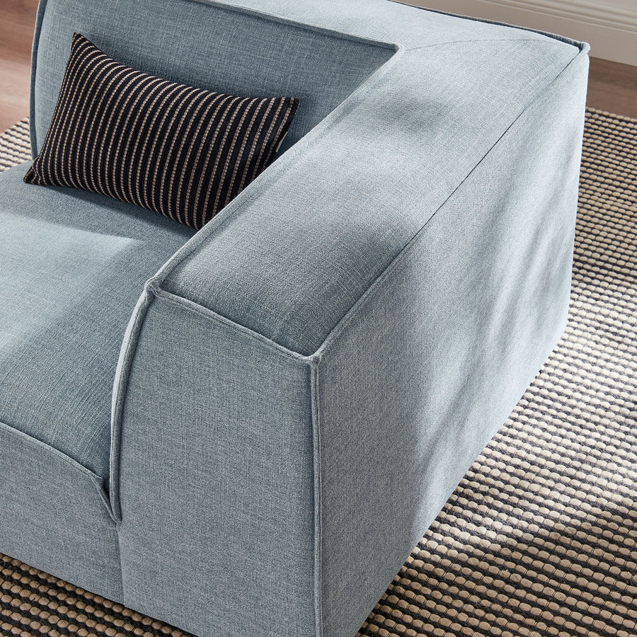 Atlas Performance Fabric Upholstered Modular Corner Chair in Sky