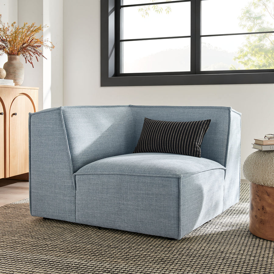Atlas Performance Fabric Upholstered Modular Corner Chair in Sky