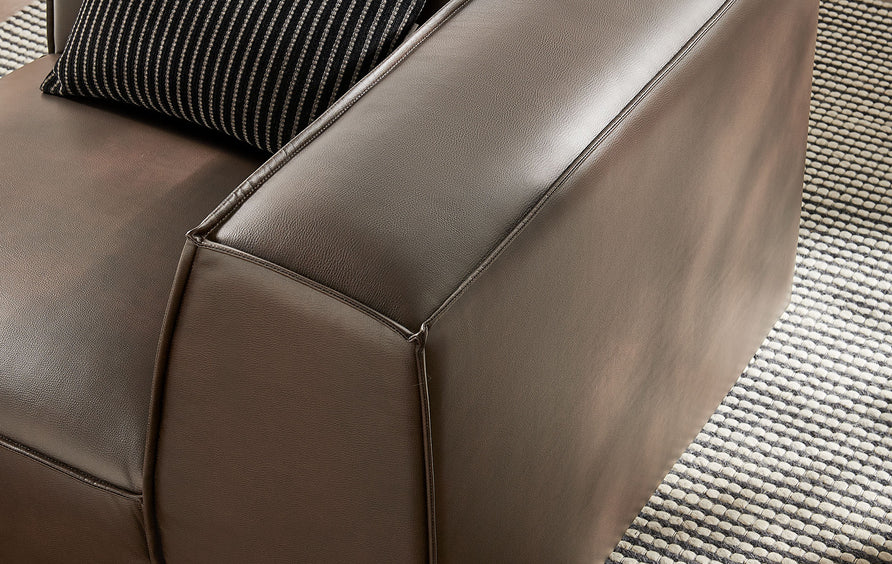 Atlas Vegan Leather Modular Corner Chair in Espresso