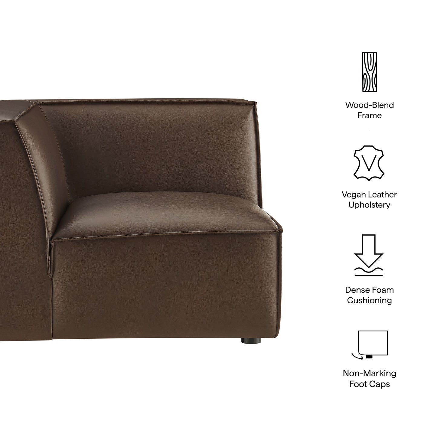 Atlas Vegan Leather Modular Corner Chair in Espresso
