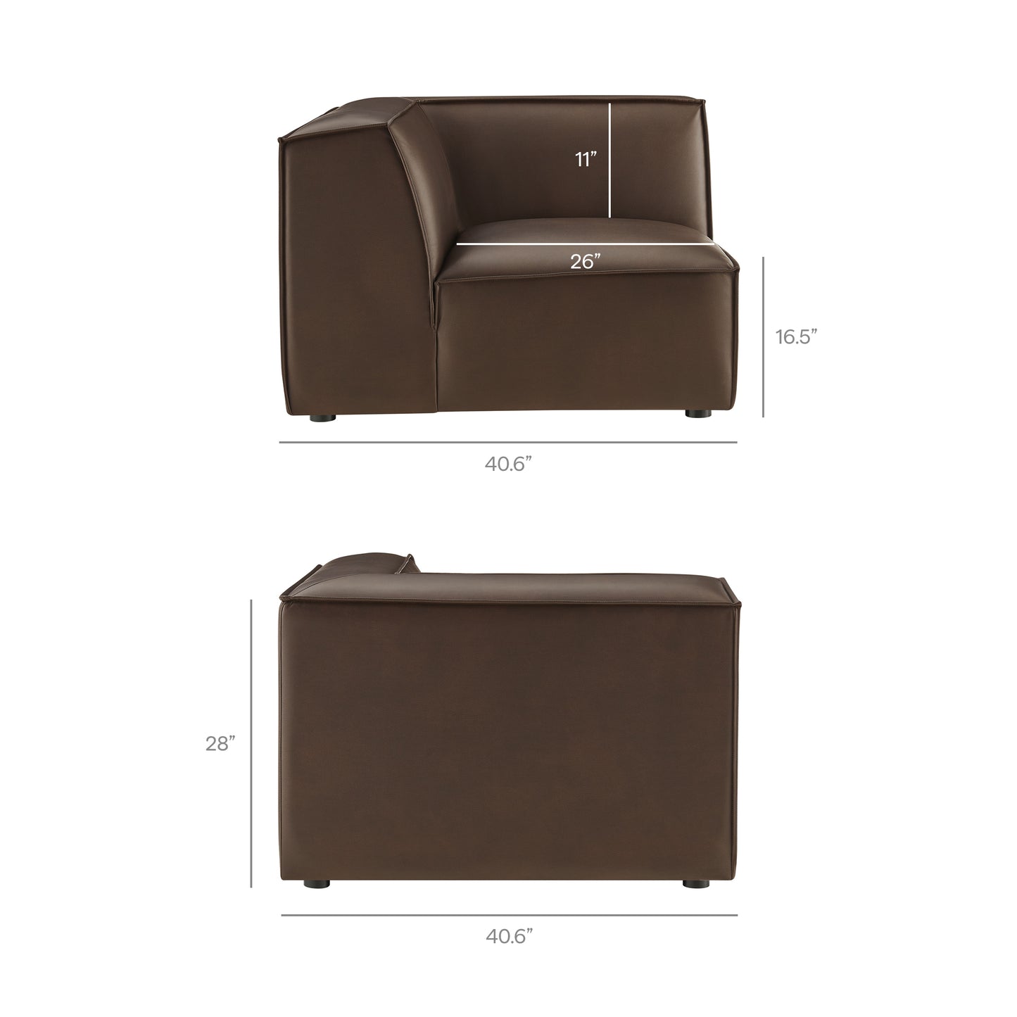 Atlas Vegan Leather Modular Corner Chair in Espresso
