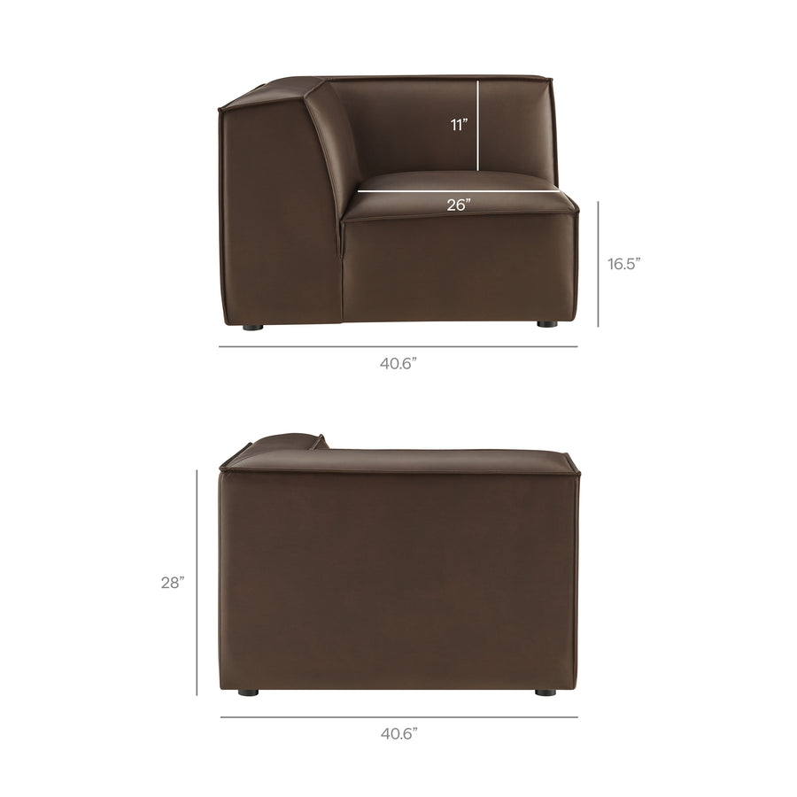 Atlas Vegan Leather Modular Corner Chair in Espresso
