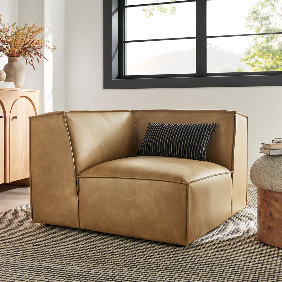Atlas Vegan Leather Modular Corner Chair in Toast