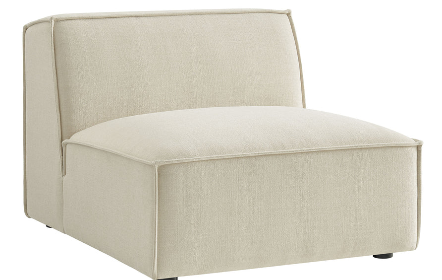 Atlas Performance Fabric Upholstered Armless Modular Chair in Ecru