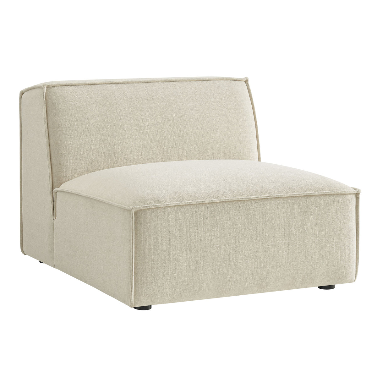 Atlas Performance Fabric Upholstered Armless Modular Chair in Ecru