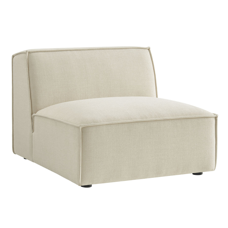 Atlas Performance Fabric Upholstered Armless Modular Chair in Ecru