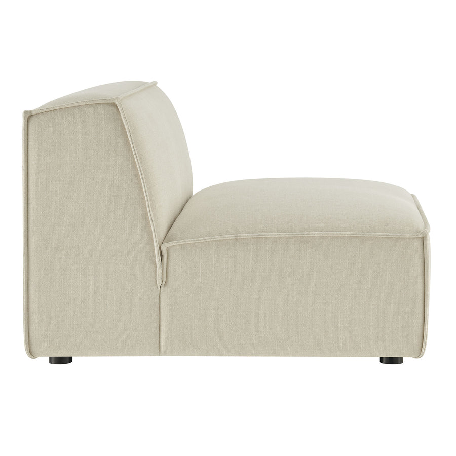 Atlas Performance Fabric Upholstered Armless Modular Chair in Ecru