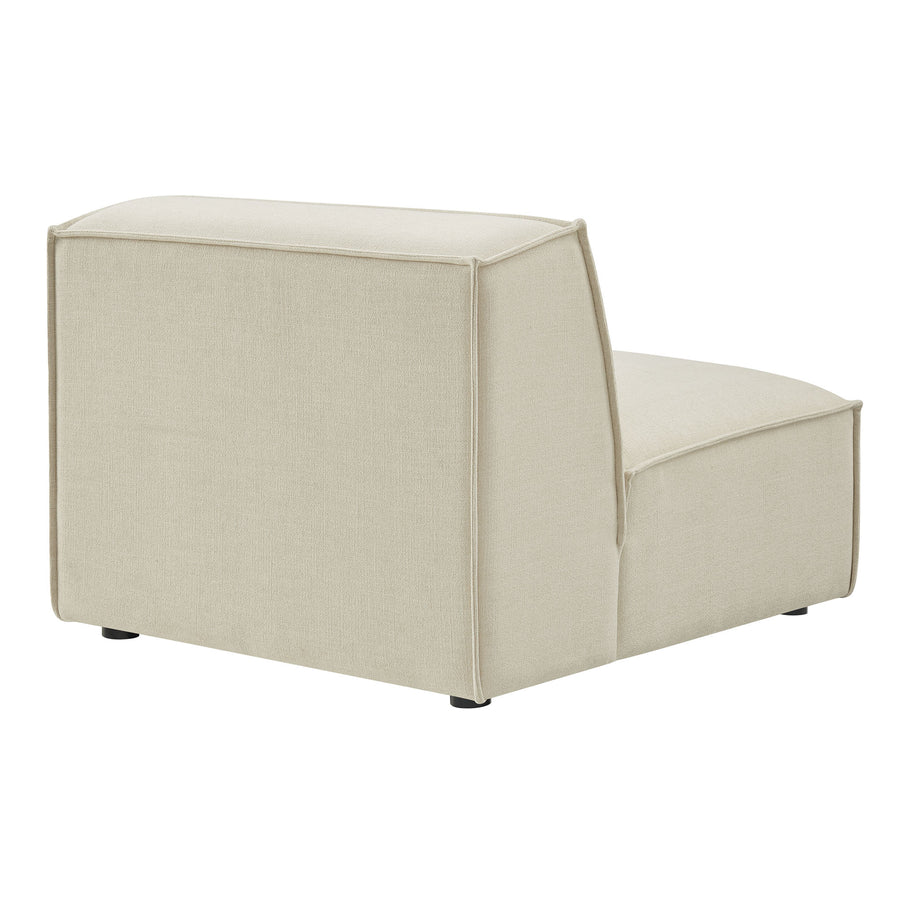 Atlas Performance Fabric Upholstered Armless Modular Chair in Ecru