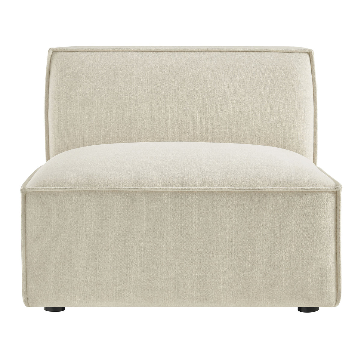 Atlas Performance Fabric Upholstered Armless Modular Chair in Ecru