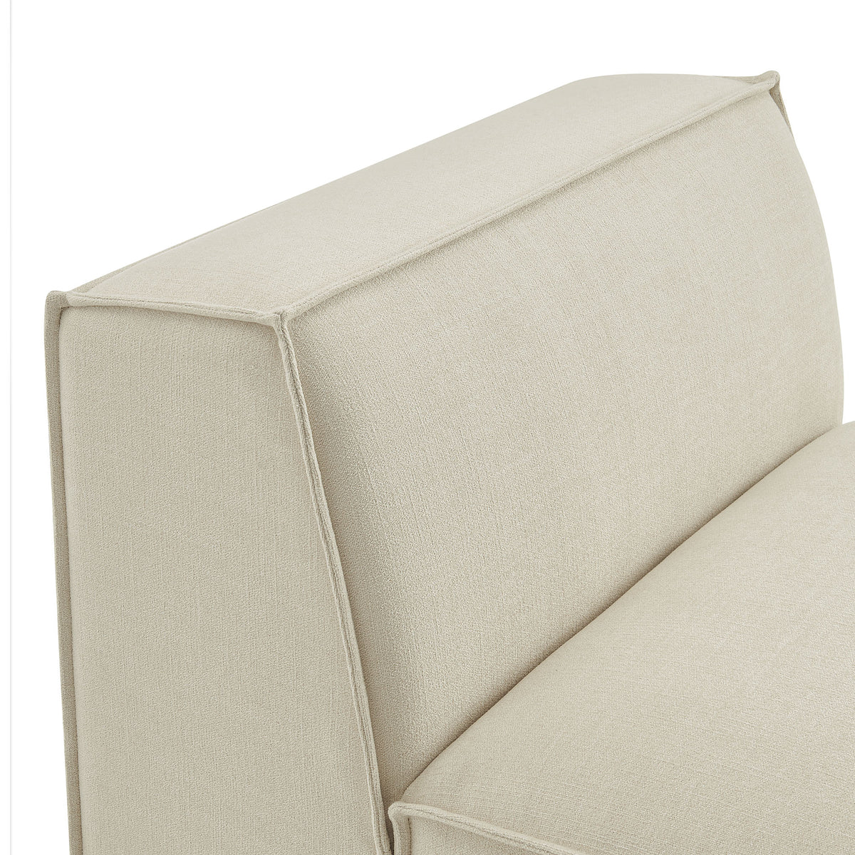 Atlas Performance Fabric Upholstered Armless Modular Chair in Ecru