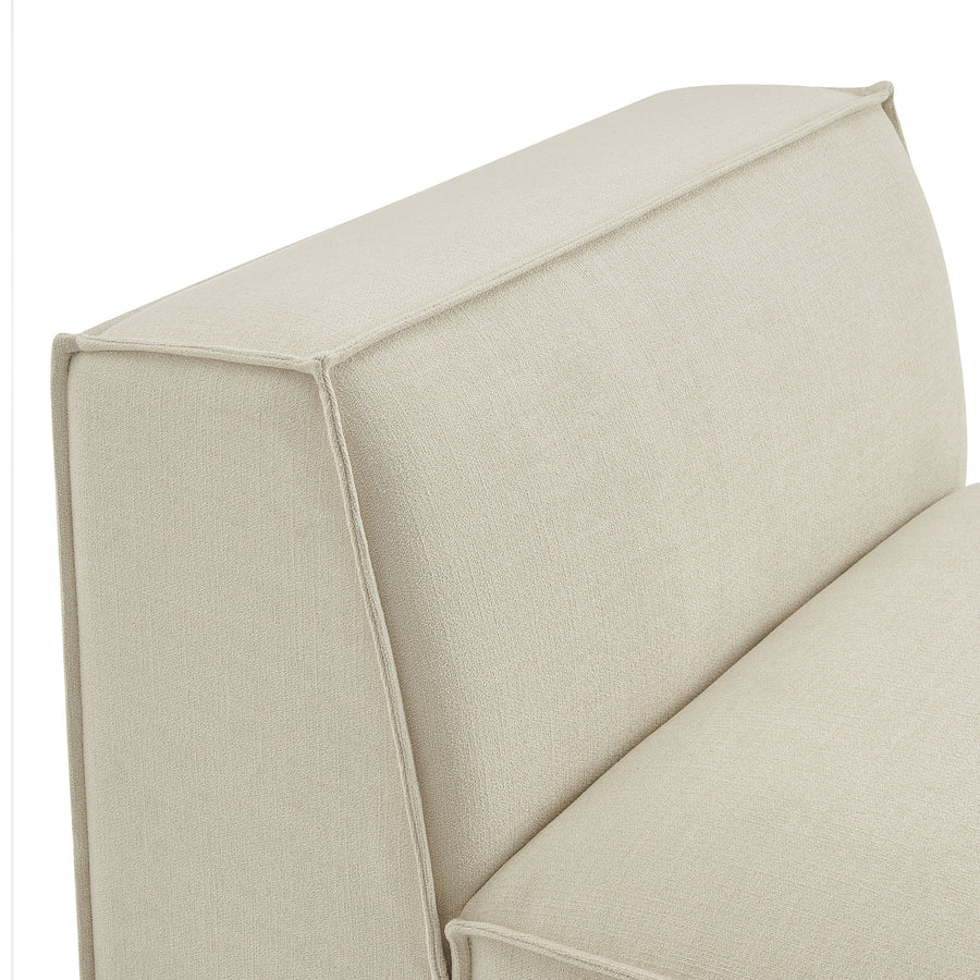 Atlas Performance Fabric Upholstered Armless Modular Chair in Ecru