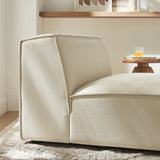 Atlas Performance Fabric Upholstered Armless Modular Chair in Ecru