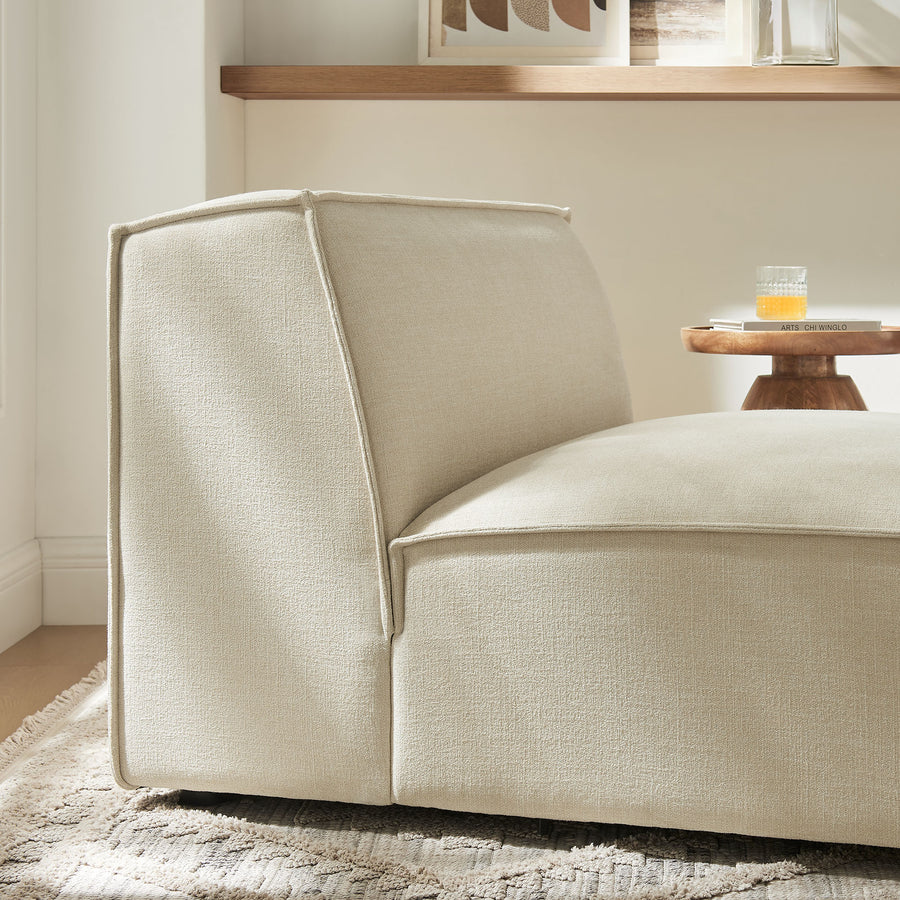 Atlas Performance Fabric Upholstered Armless Modular Chair in Ecru