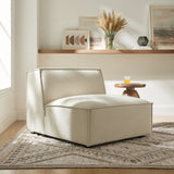 Atlas Performance Fabric Upholstered Armless Modular Chair in Ecru