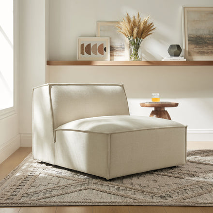 Restore Performance Fabric Upholstered Armless Modular Chair in Ecru