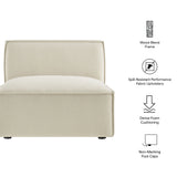 Atlas Performance Fabric Upholstered Armless Modular Chair in Ecru