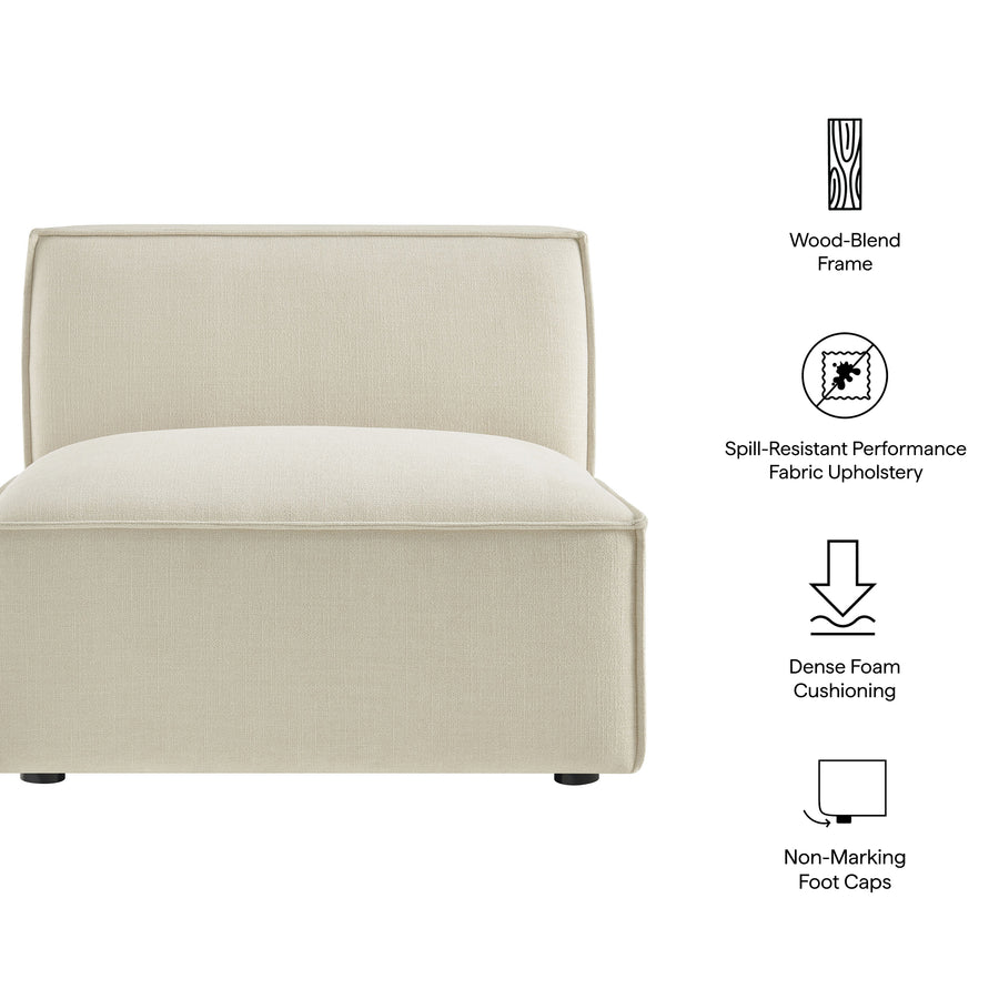 Atlas Performance Fabric Upholstered Armless Modular Chair in Ecru
