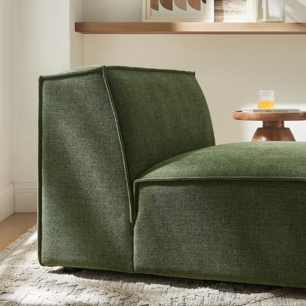 Atlas Performance Fabric Upholstered Armless Modular Chair in Foliage