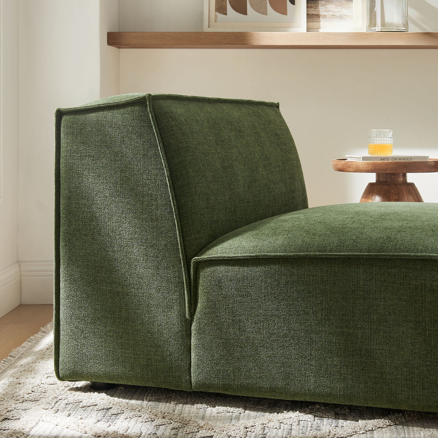 Atlas Performance Fabric Upholstered Armless Modular Chair in Foliage