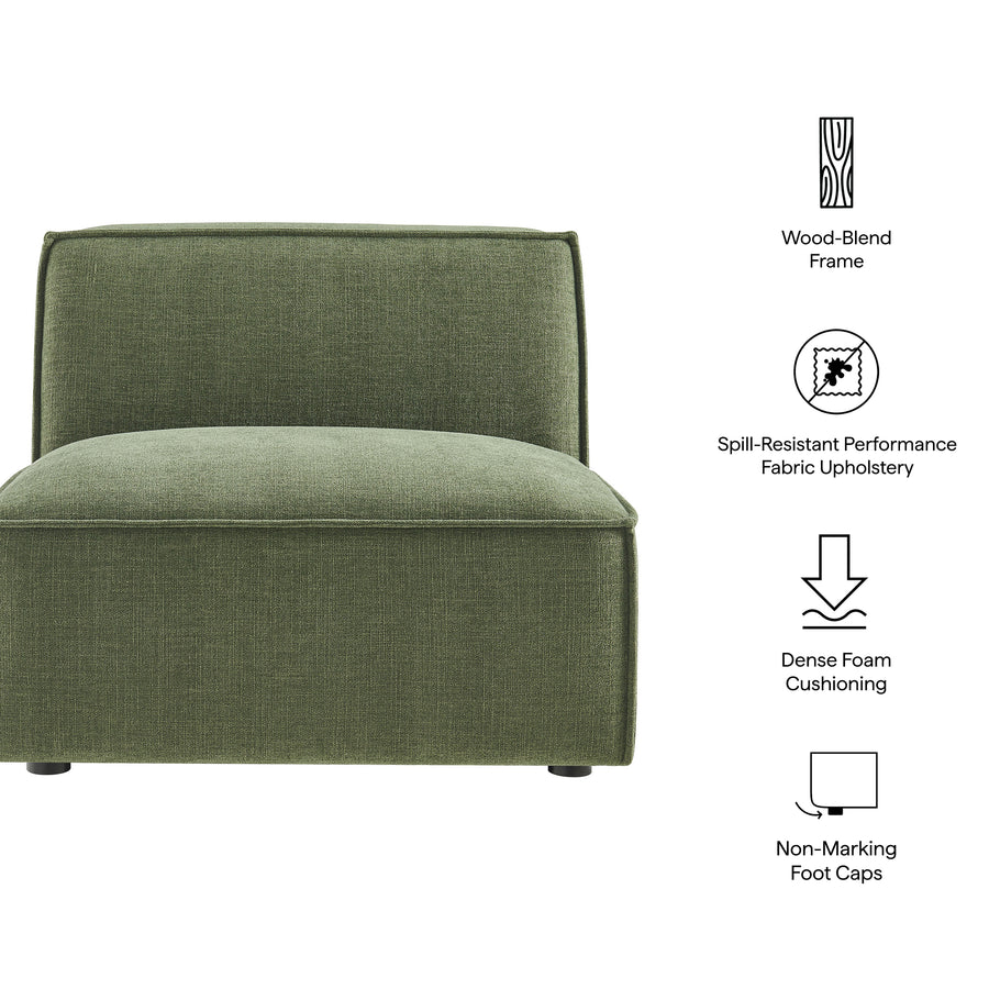 Atlas Performance Fabric Upholstered Armless Modular Chair in Foliage