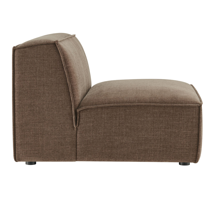 Atlas Performance Fabric Upholstered Armless Modular Chair in Mocha
