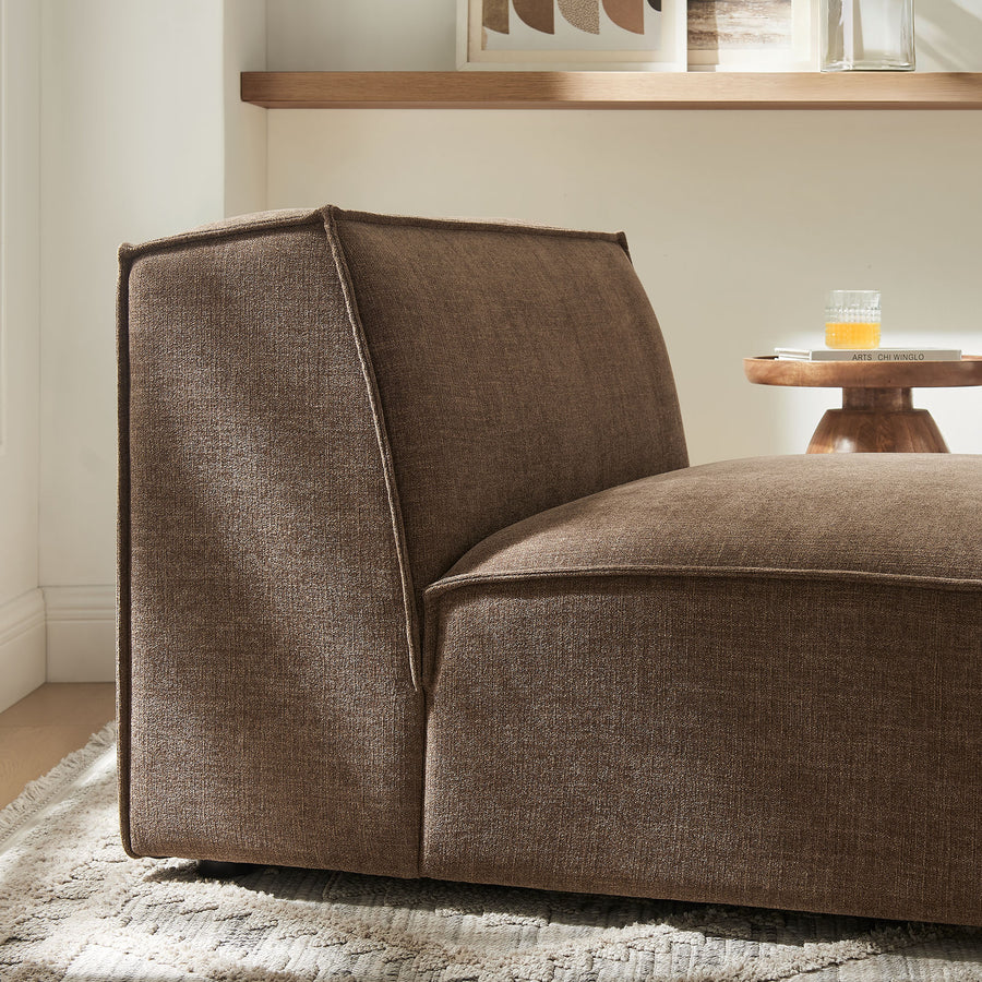 Atlas Performance Fabric Upholstered Armless Modular Chair in Mocha