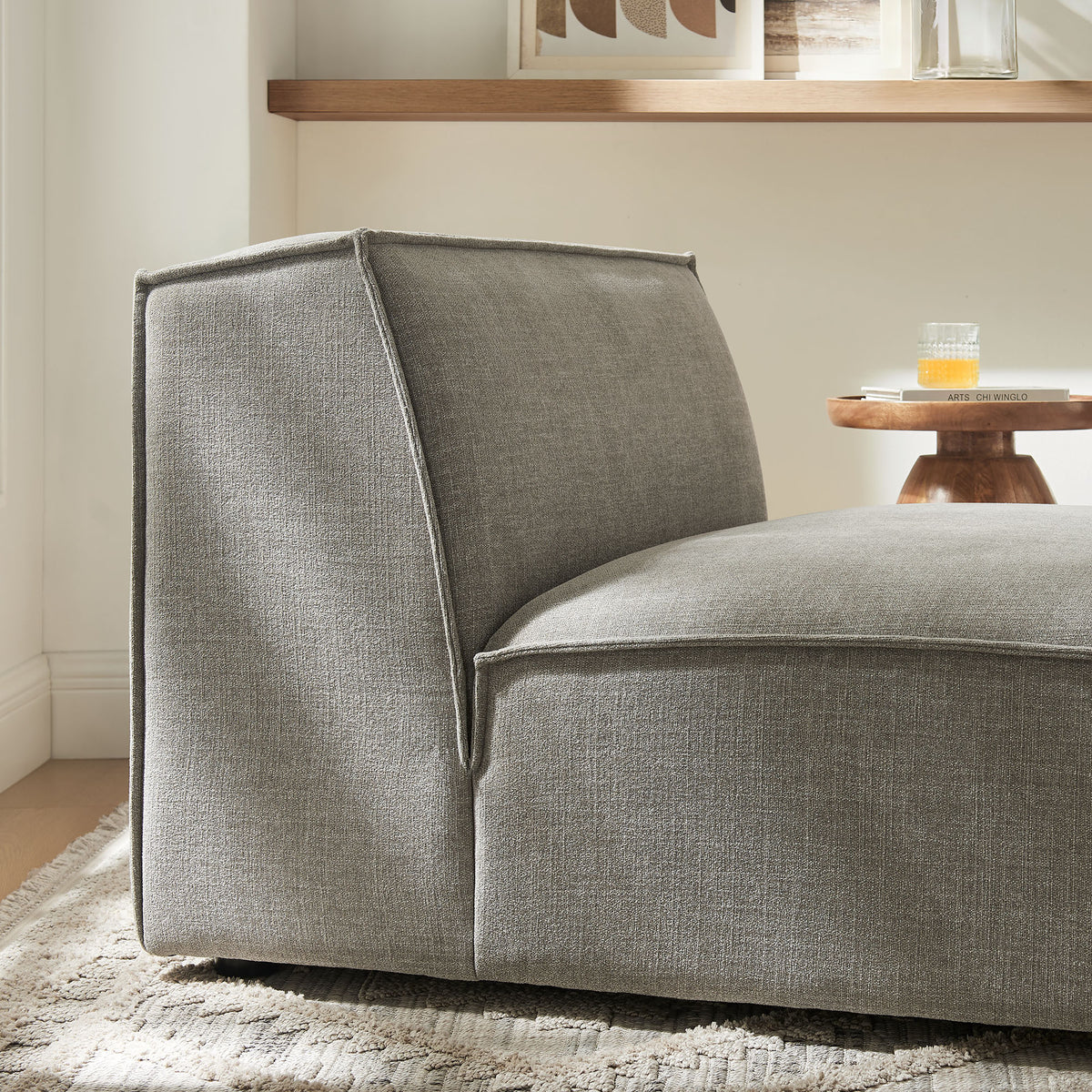 Atlas Performance Fabric Upholstered Armless Modular Chair in Pewter