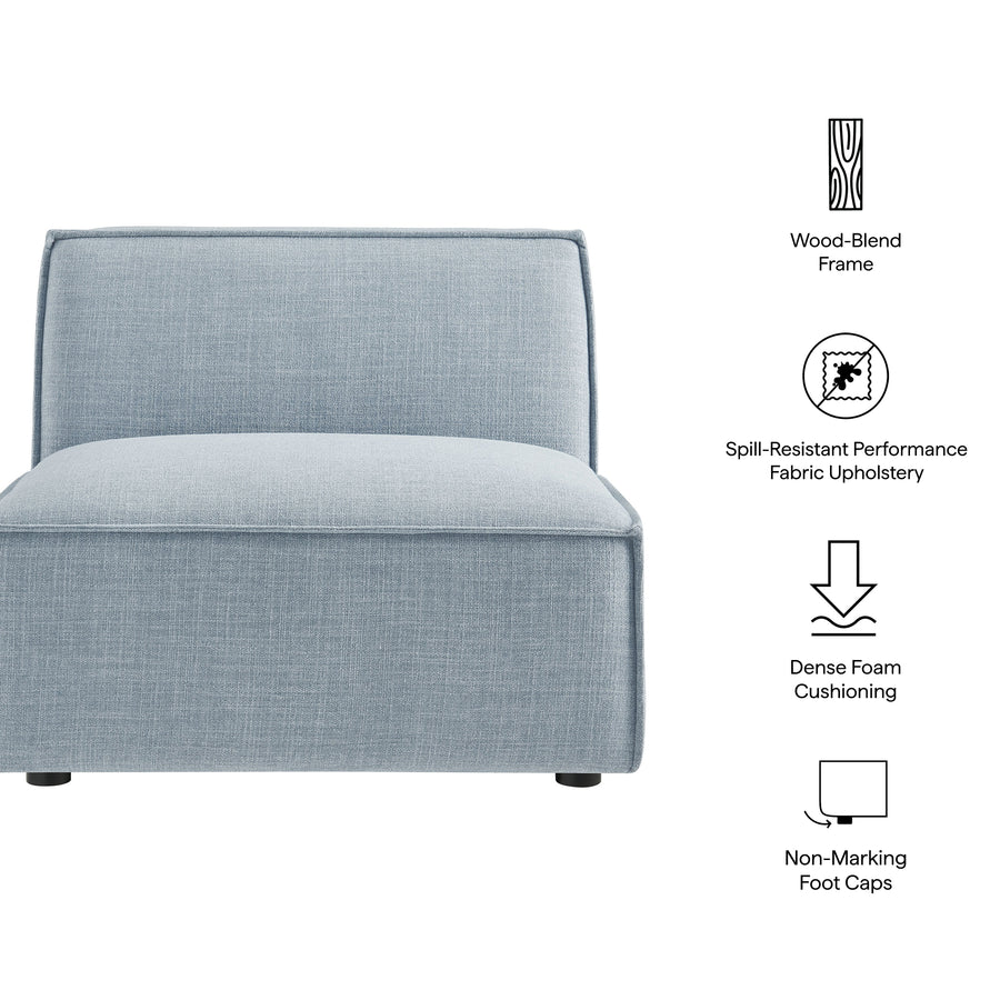 Atlas Performance Fabric Upholstered Armless Modular Chair in Sky