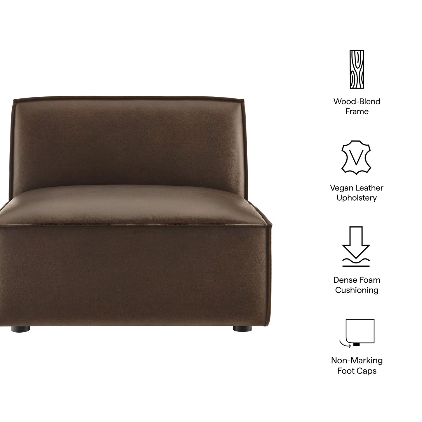 Atlas Vegan Leather Armless Modular Chair in Espresso