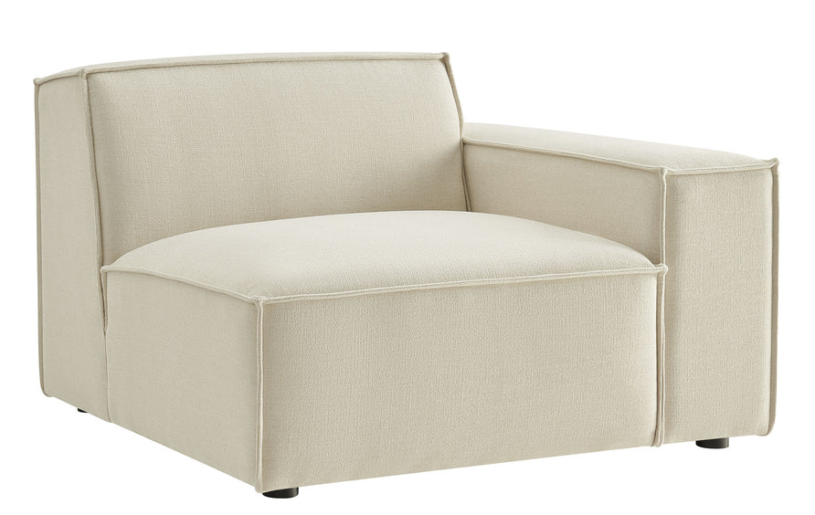 Atlas Performance Fabric Upholstered Right-Facing Modular Lounge Chair in Ecru