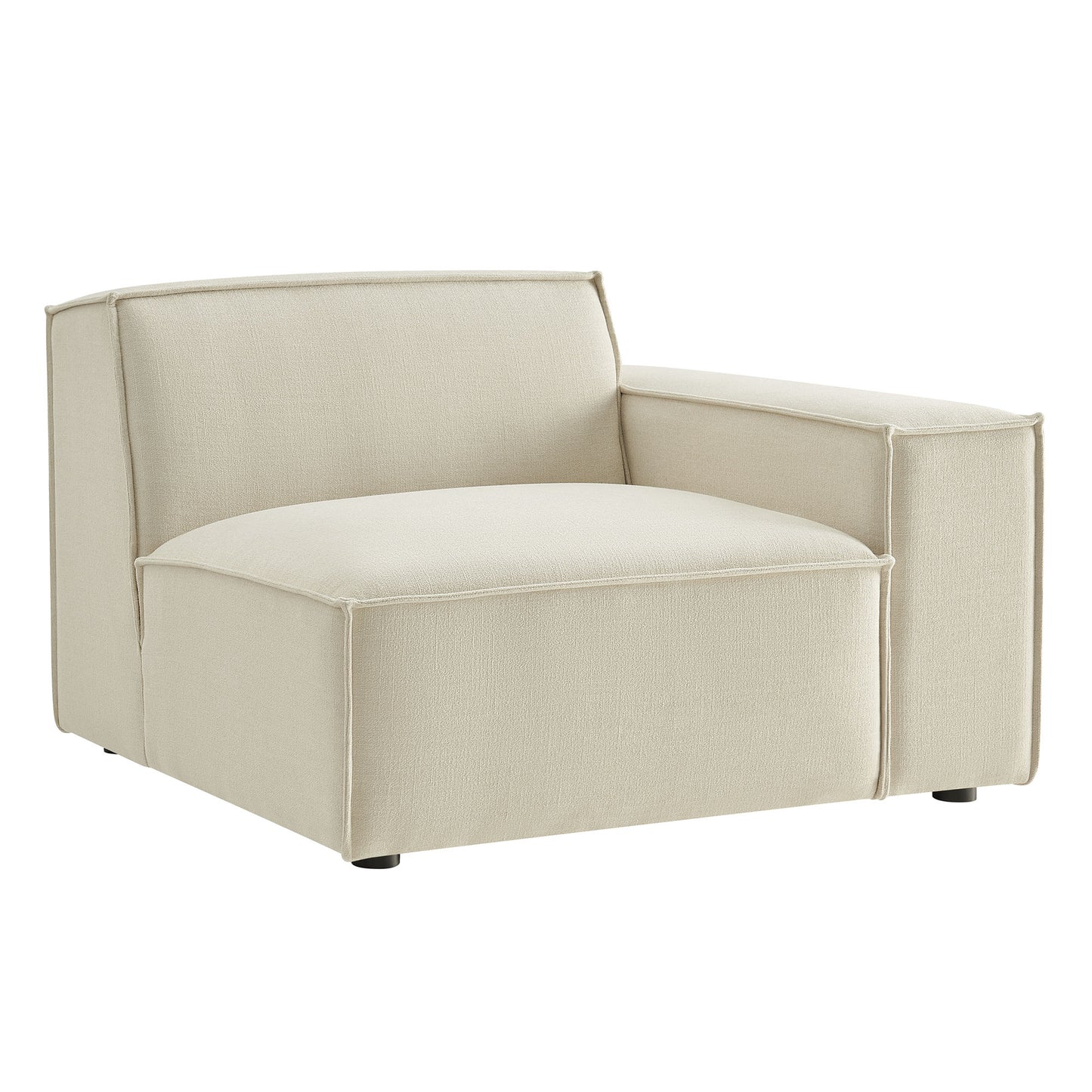 Atlas Performance Fabric Upholstered Right-Facing Modular Lounge Chair in Ecru