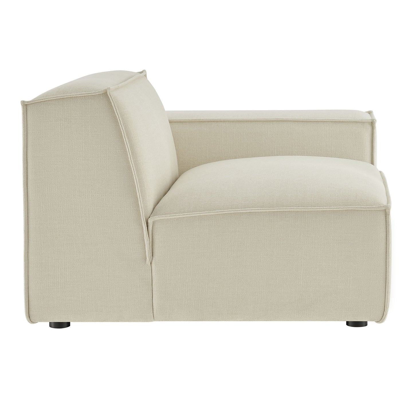 Atlas Performance Fabric Upholstered Right-Facing Modular Lounge Chair in Ecru