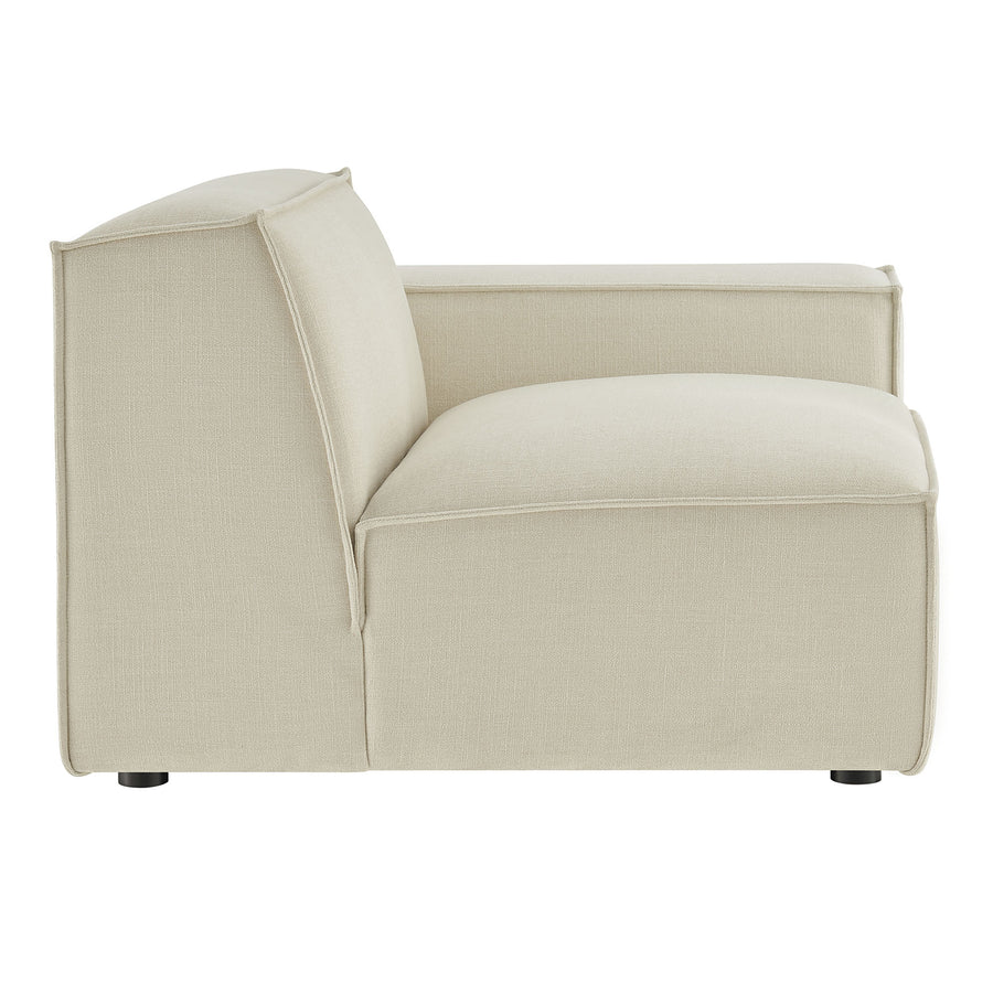 Atlas Performance Fabric Upholstered Right-Facing Modular Lounge Chair in Ecru