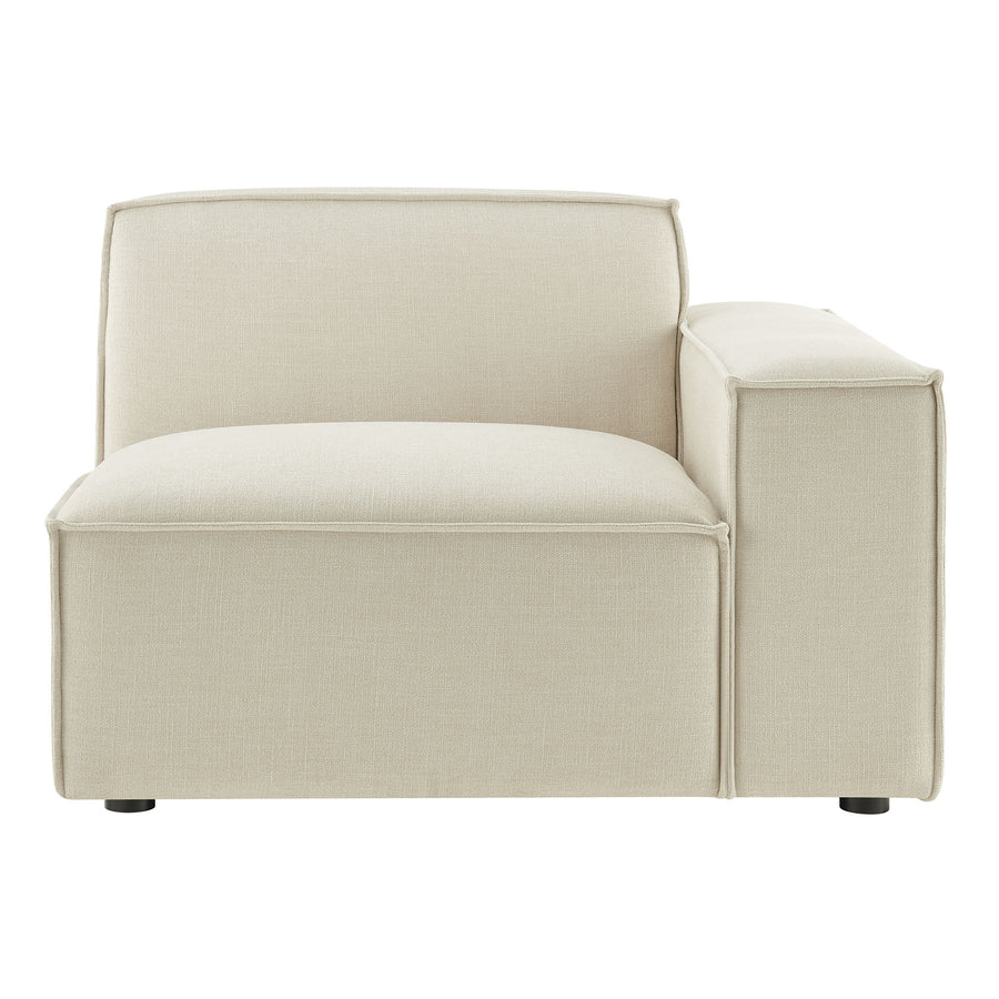 Atlas Performance Fabric Upholstered Right-Facing Modular Lounge Chair in Ecru
